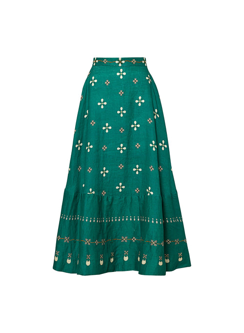 Hover Alternative image -   Bel-Mar-Esmeralada-Hand-Embroidered-Maxi-Skirt-14051-HOVER