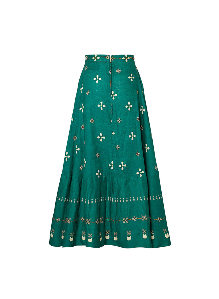 Bel-Mar-Esmeralada-Hand-Embroidered-Maxi-Skirt-14051 - 6