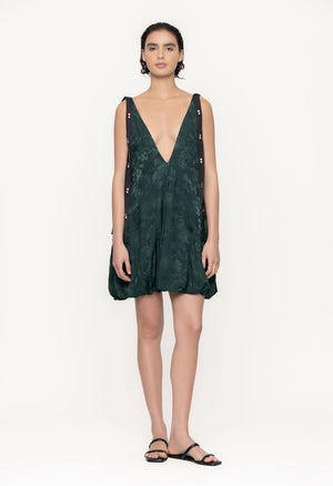 Sauco-Diente-De-Leon-Musgo-ViscoseJacquard-Mini-Dress-11256