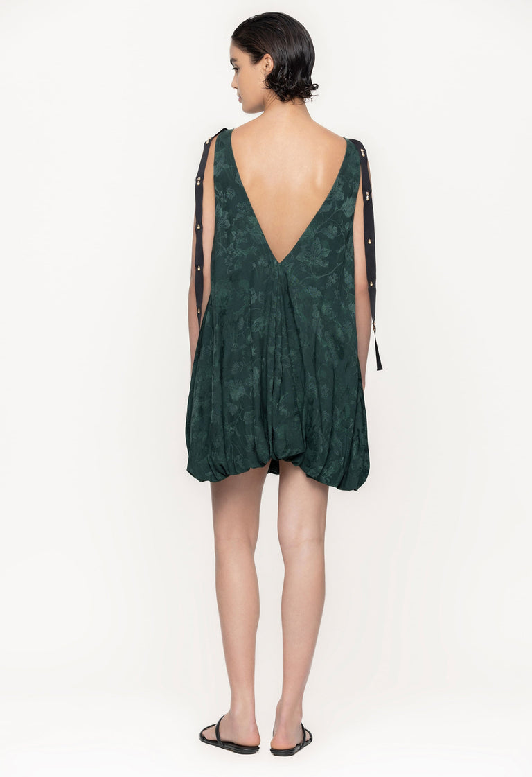 Sauco-Diente-De-Leon-Musgo-ViscoseJacquard-Mini-Dress-11256 - 2
