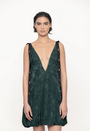 Sauco-Diente-De-Leon-Musgo-ViscoseJacquard-Mini-Dress-11256