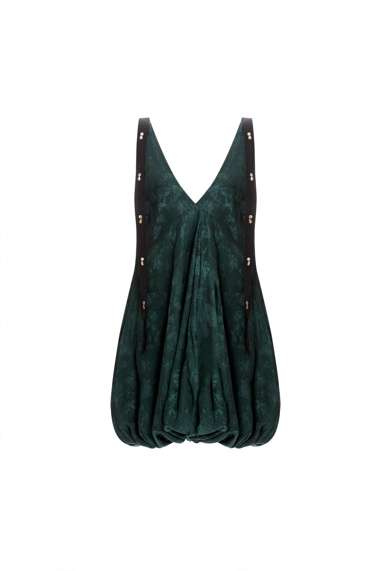 Sauco-Diente-De-Leon-Musgo-ViscoseJacquard-Mini-Dress-11256-HOVER - 5