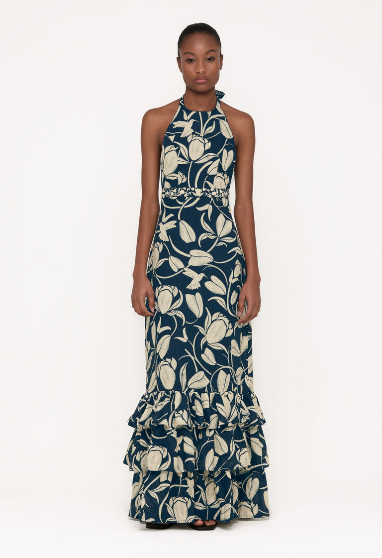 Magnolia-Flora-Hand-Embroidered-Linen-Maxi-Dress-12058 - 1