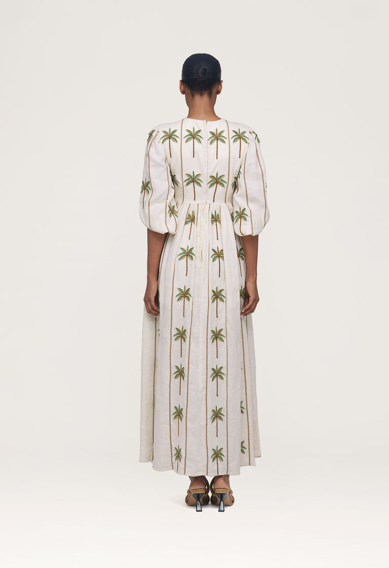 Raquel-Victoria-Hand-Embroidered-Linen-Maxi-Dress-12664 - 2